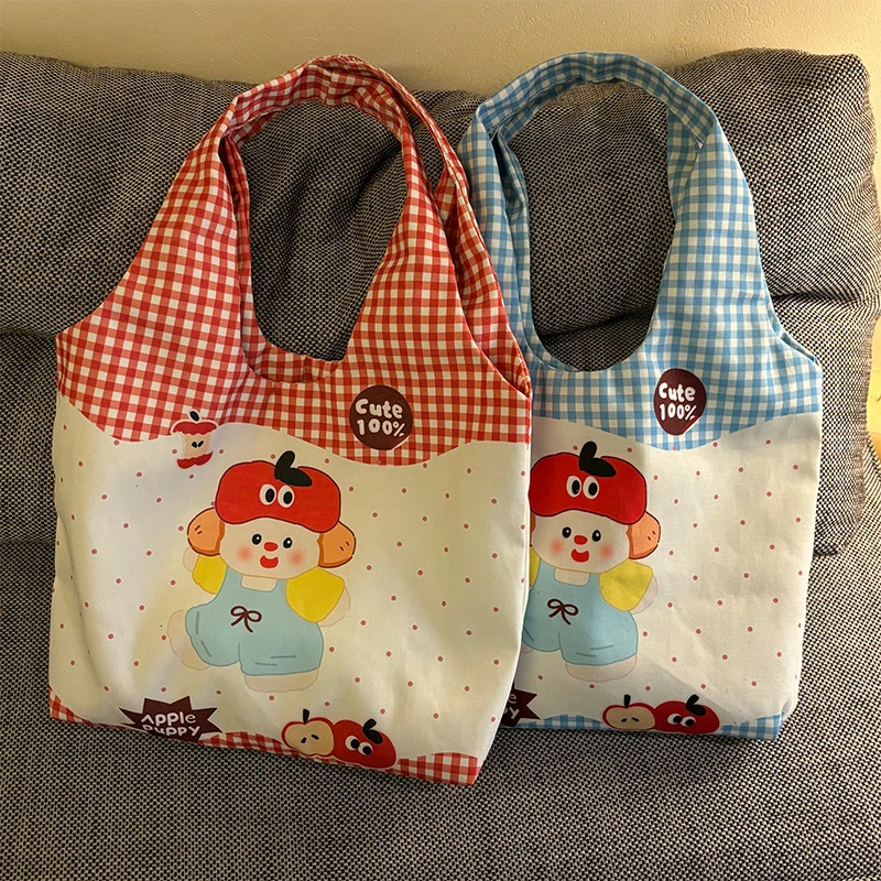 可爱印花森系帆布包女2025新款大容量单肩托特包学生上课帆