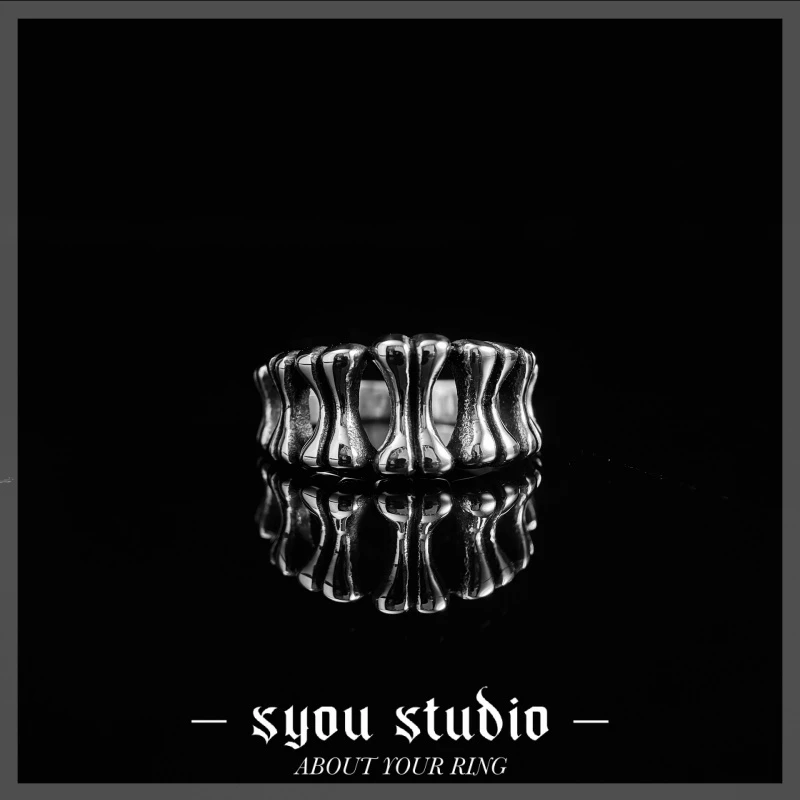 钛钢戒指 骨结戒指不掉色哥特风小饰品轻奢小众高级感尾戒男女