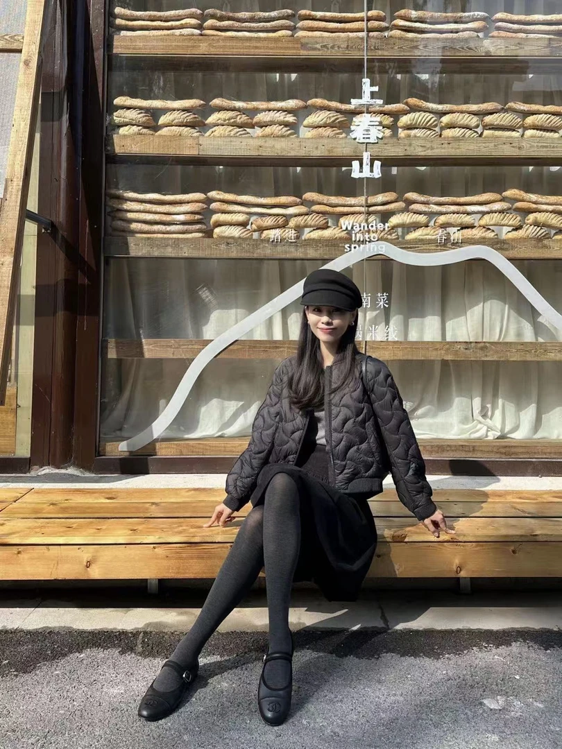 韩版气质长袖拉链棉服外套女2025新款秋冬季高腰半身裙两件套装