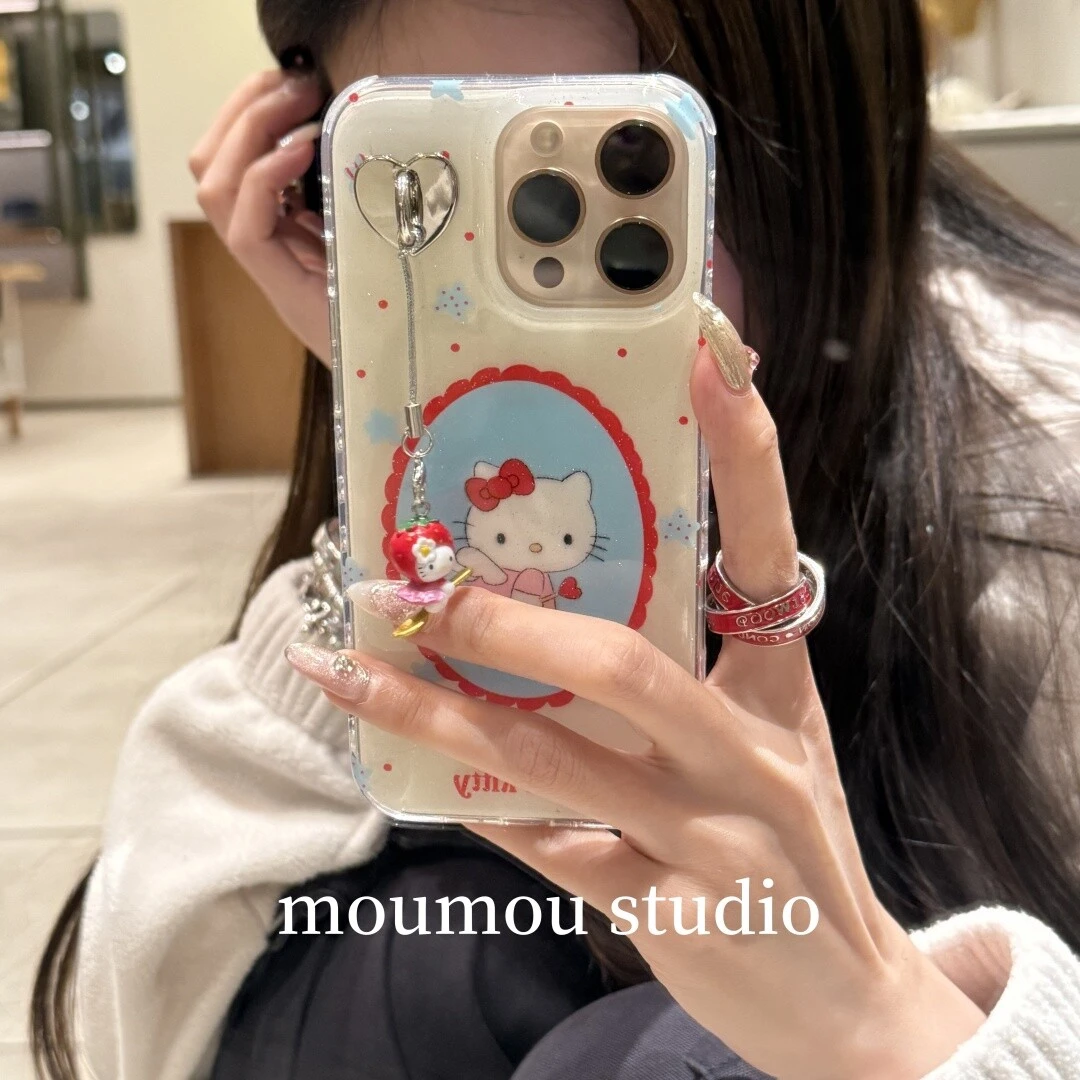 卡通闪粉天使kt猫适用苹果16手机壳iphone15可爱14promax少女心13