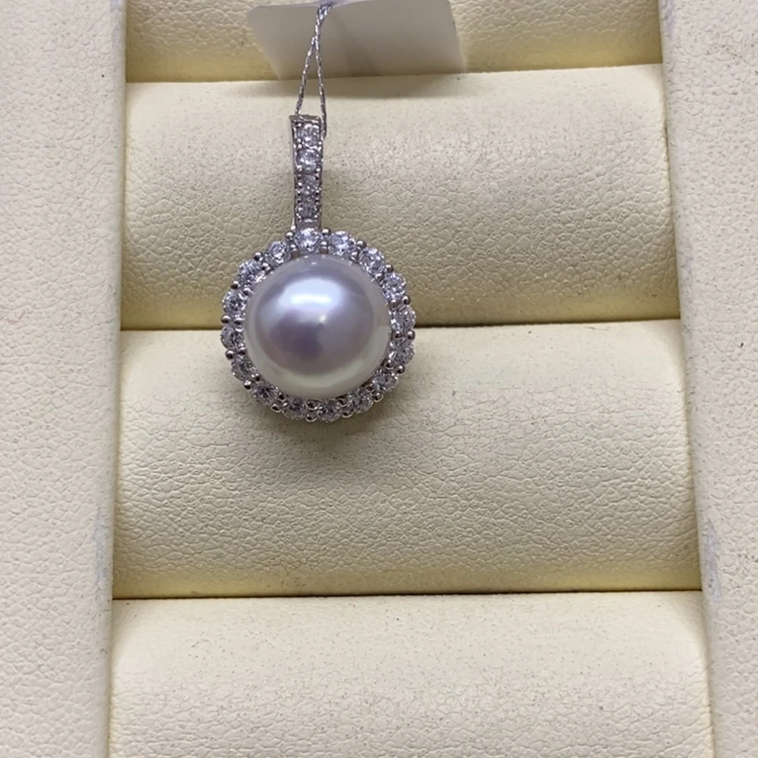 颈饰银S925镶嵌海水珍珠澳白特价不退换10-11m m