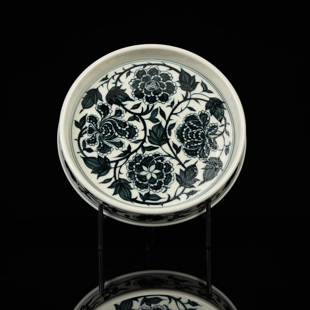 【利贞】青花2号釉四象牡丹壶承直径17cm纯手绘制茶具LQT