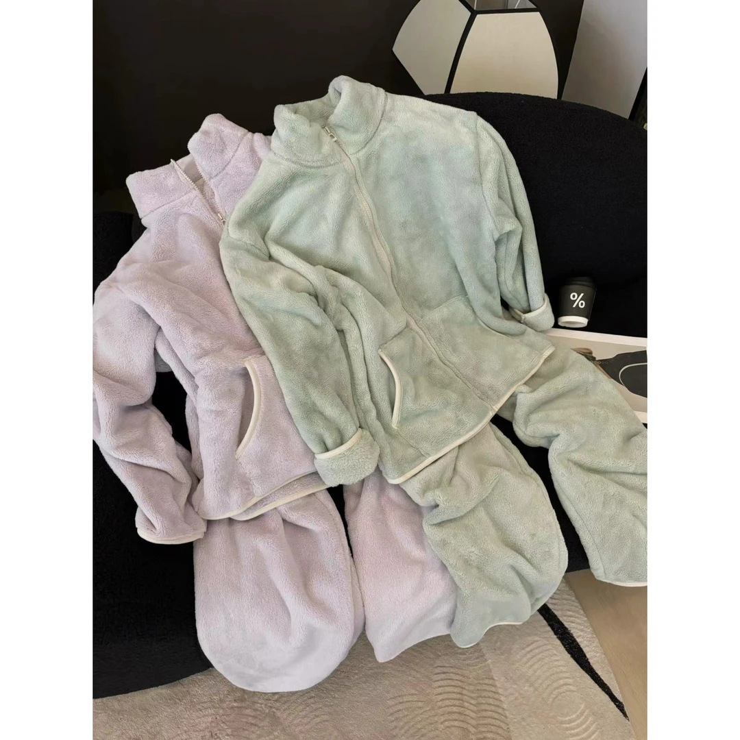 SP【超好穿棉绒套装】料子巨好穿了无法脱下的绒绒套装休闲加厚纯色