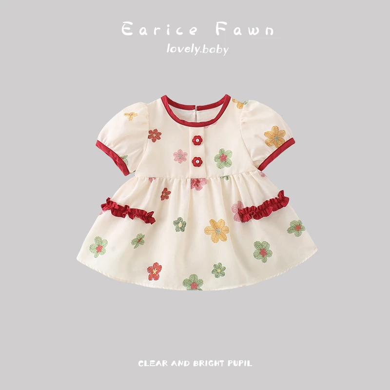 DM婴儿夏季超萌可爱连体衣女宝宝满月百天公主爬爬服外出包屁裙哈