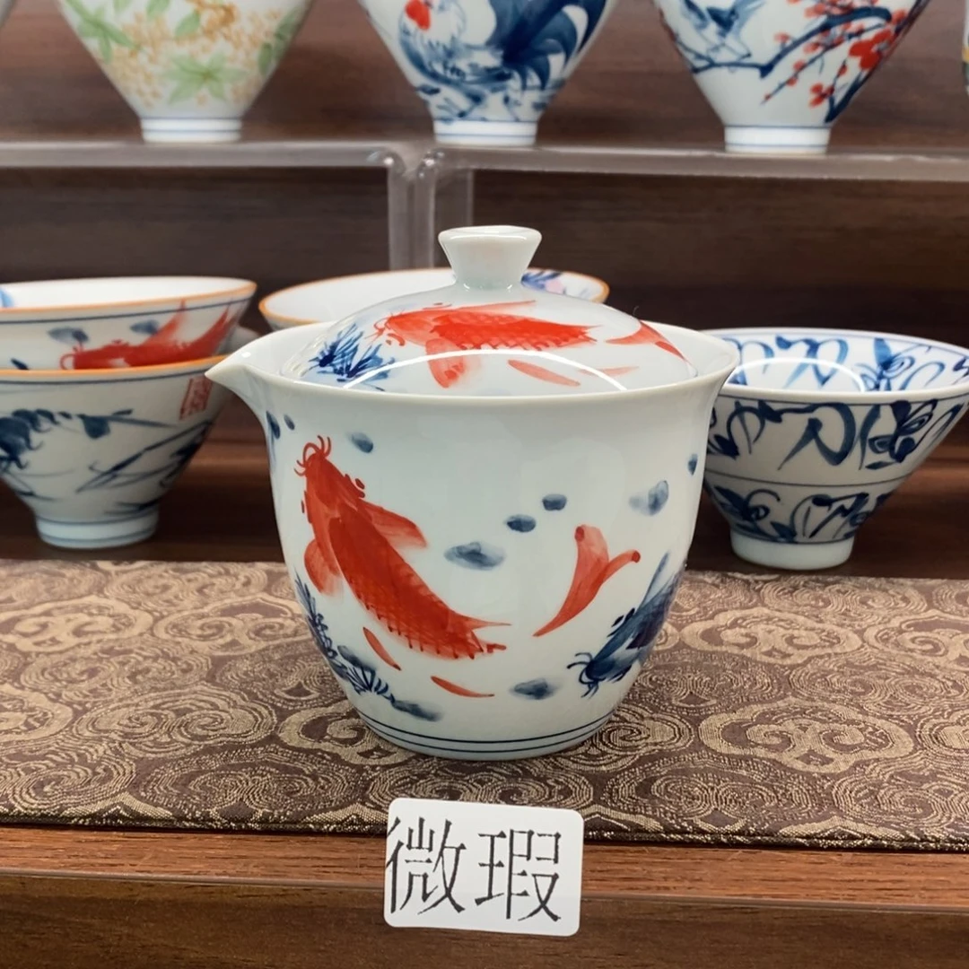 釉下彩老陶泥手工绘制