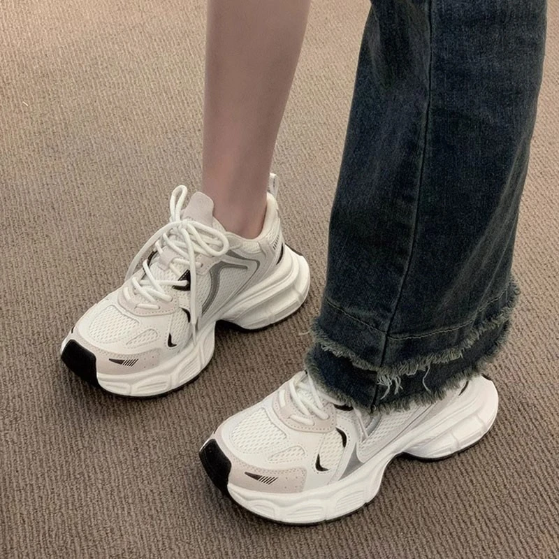 2025新款时尚学生百搭老爹鞋女厚底增高运动女鞋
