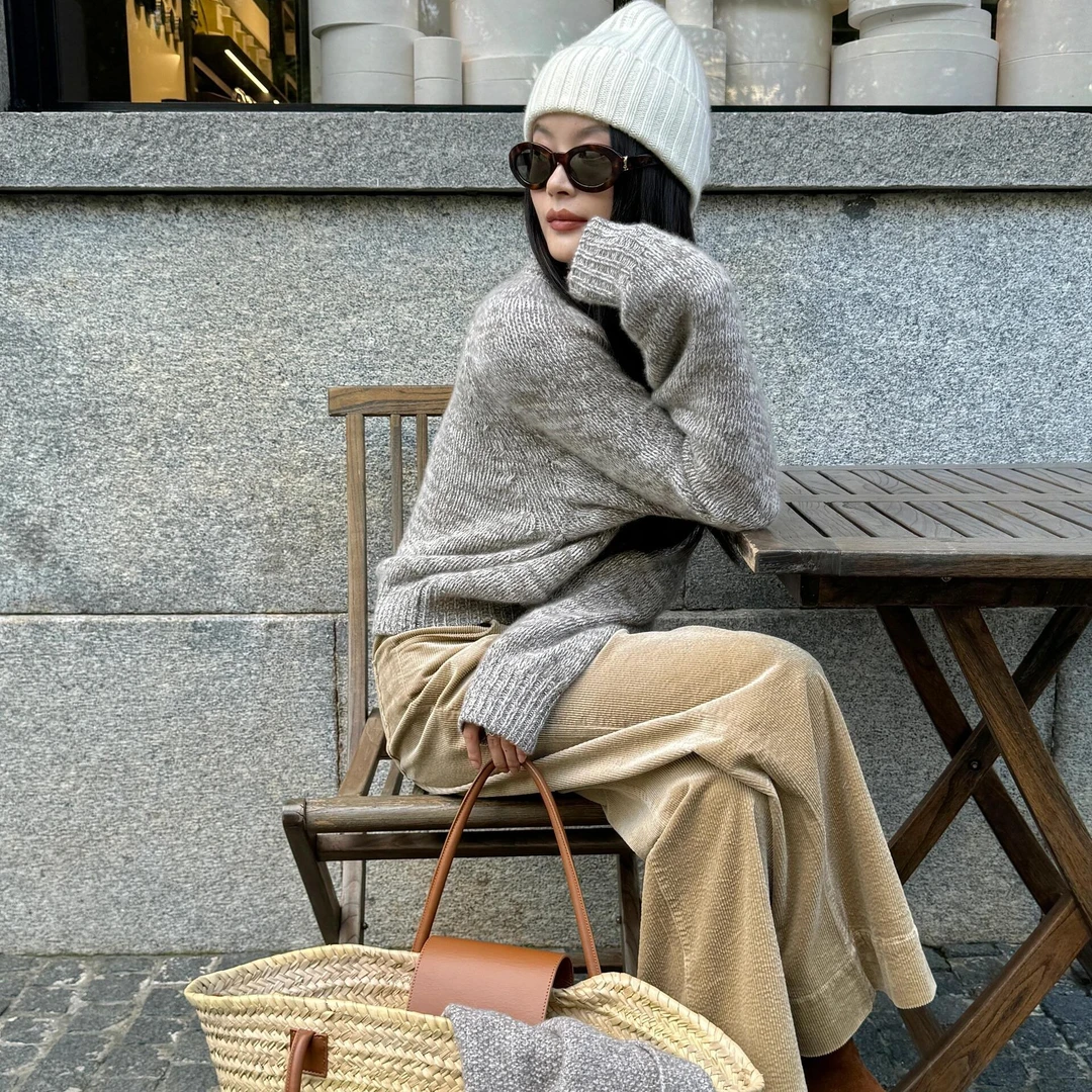 时尚慵懒风洋气显瘦休闲秋冬连帽加厚编织流苏冬季保暖针织毛衣