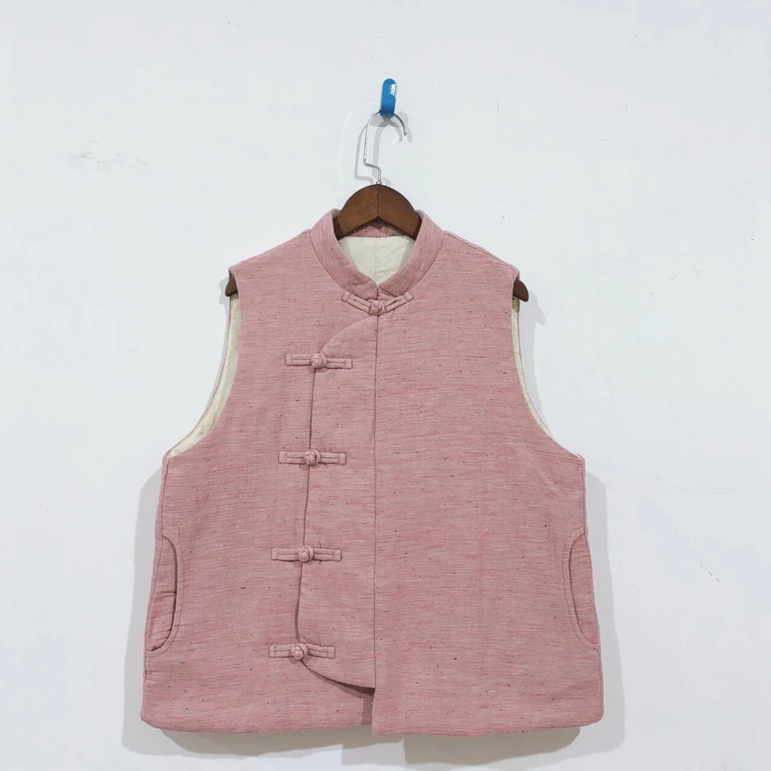 如素慢衣中国风新中式色纺棉夹棉保暖舒适手工盘扣立领马甲36329