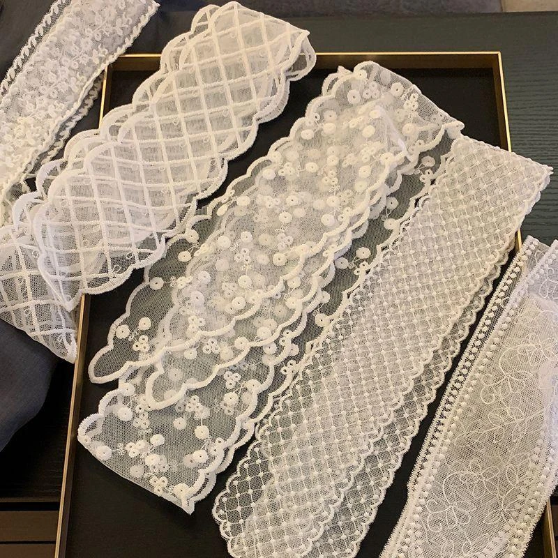 韩国ins白色蕾丝飘带女春季高级感气质长条丝巾百搭围巾颈带装饰