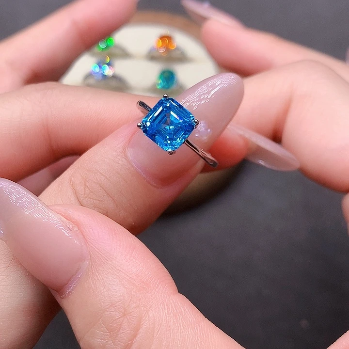 海蓝宝石戒圈银S925镶嵌