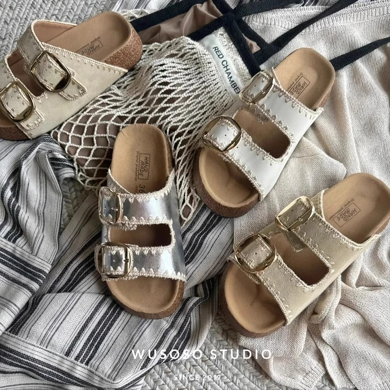 【香港轻奢Sakurano&樱央】夏日编织拖厚底增高4cm勃肯凉鞋拖鞋2