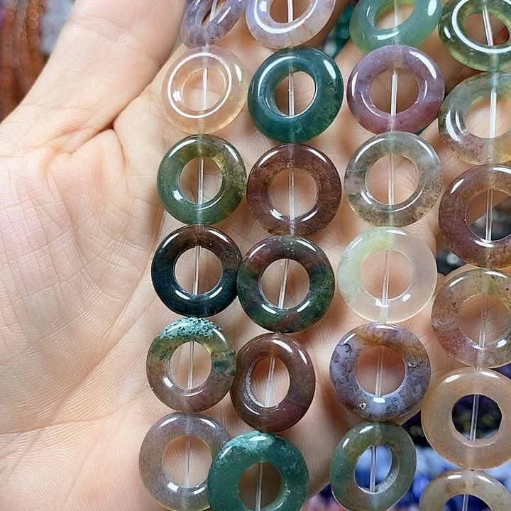 玛瑙/玉髓未镶嵌珠宝半成品水草玛瑙卡15-16mm
