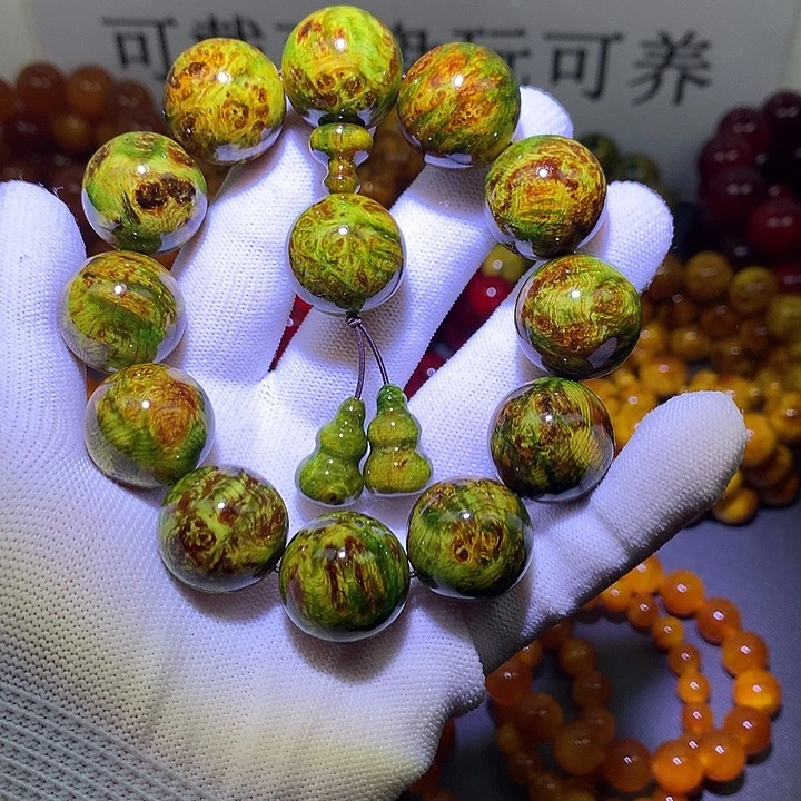 松木（琥珀木）手串/手链2.0 水墨丹青满留疤高货