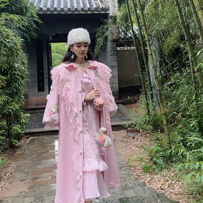 人造皮草 安霓王妃【繁花生香】设计师原创披肩绣花高级加绒加厚