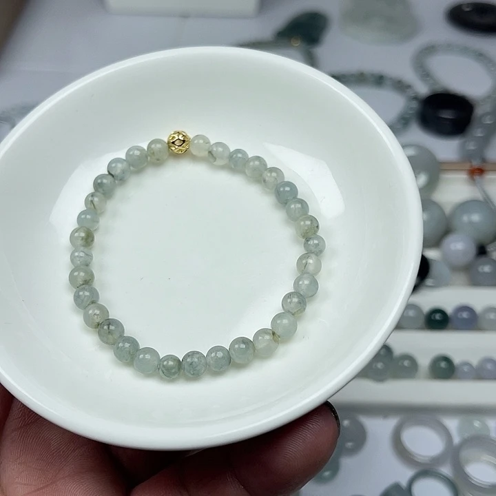 翡翠未镶嵌耳坠卡6天然翡翠30颗手串