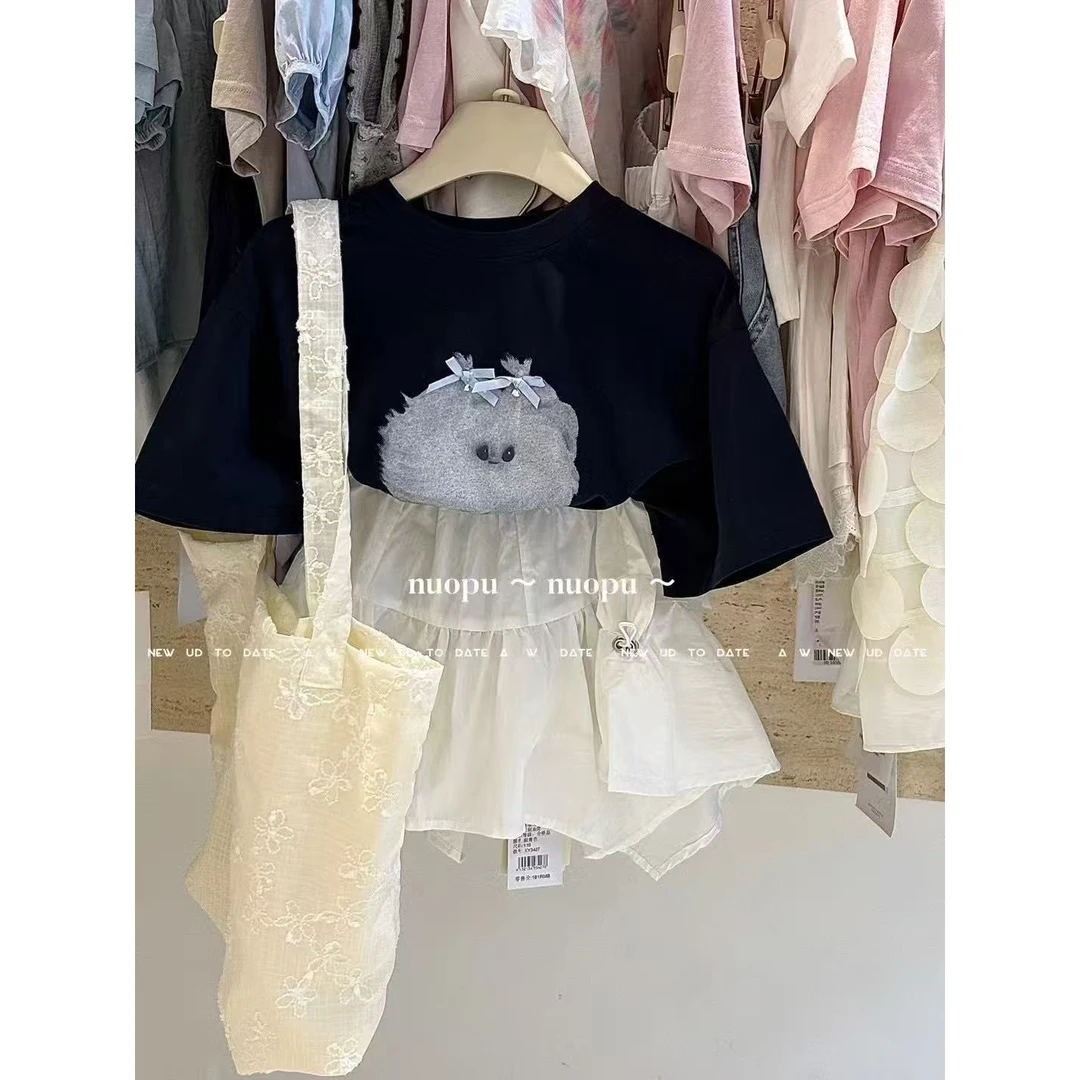 中大童女童半身裙2025夏新款韩系洋气短裙中大童亲子yy085