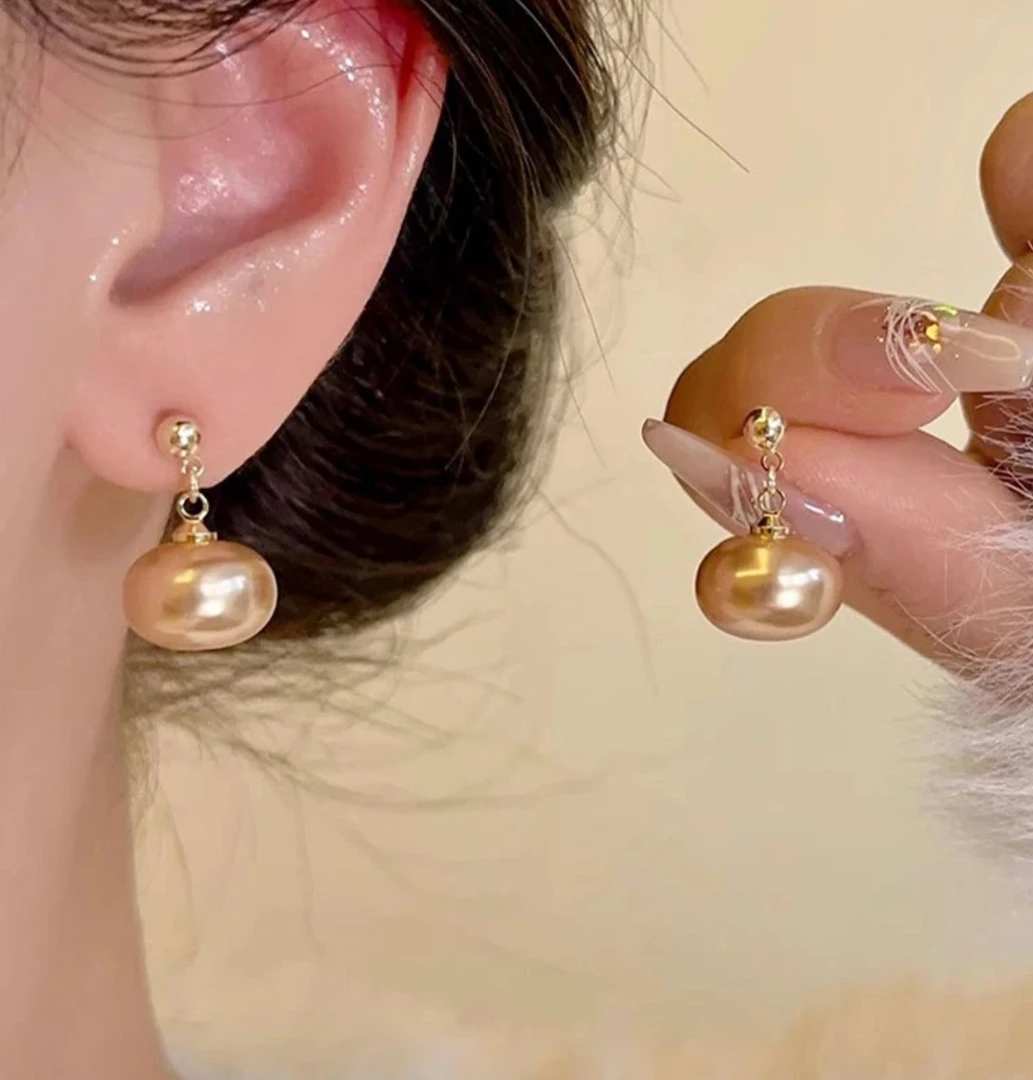 铜合金耳饰 925银针「霞光潋滟」春夏新款珠珠高级感简约耳饰 J-023