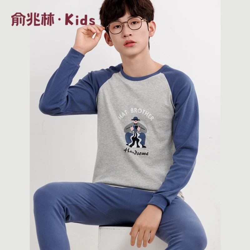 俞兆林青少年纯棉秋衣裤套装男童儿童秋裤秋冬季秋衣秋裤套装儿童商品图