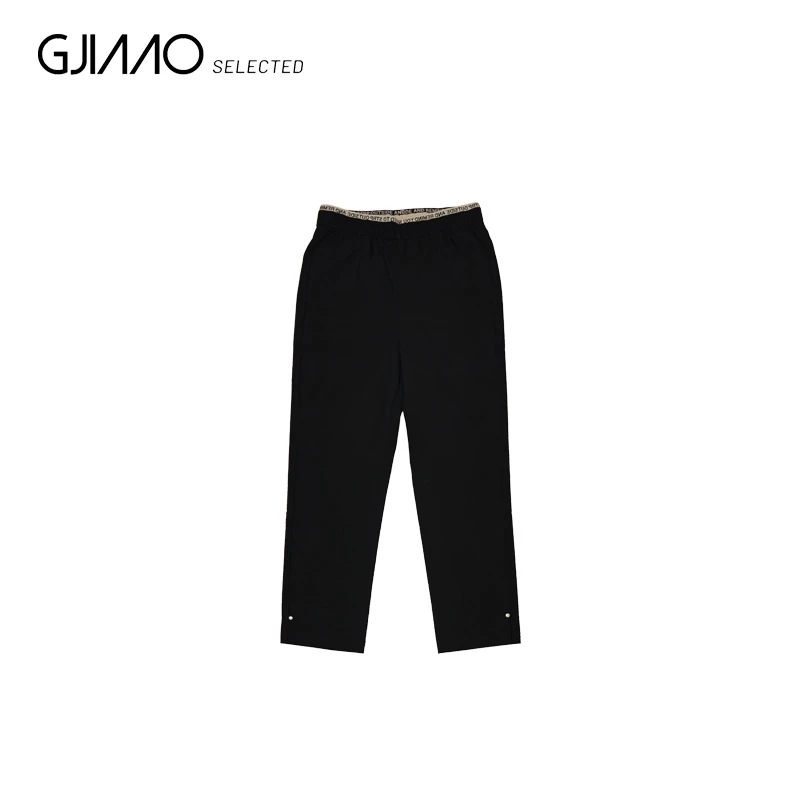 9109 字母腰裤腿银扣小黑裤