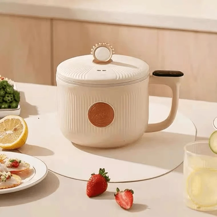 多功能电煮锅米黄色居家宿舍煮饭神器