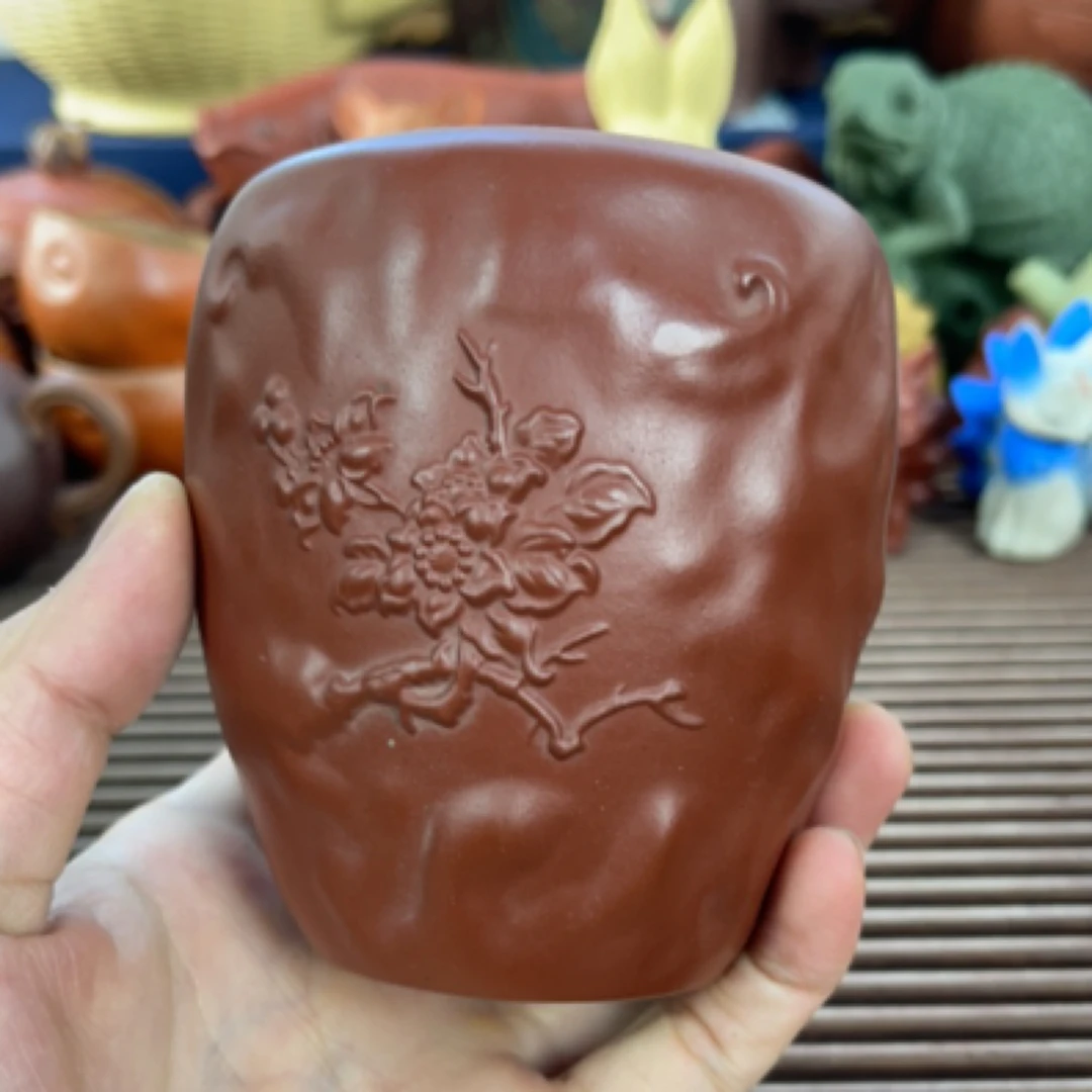 宜兴原矿紫砂大红袍茶叶灌，可以笔筒摆件，养花都可以的纯手工