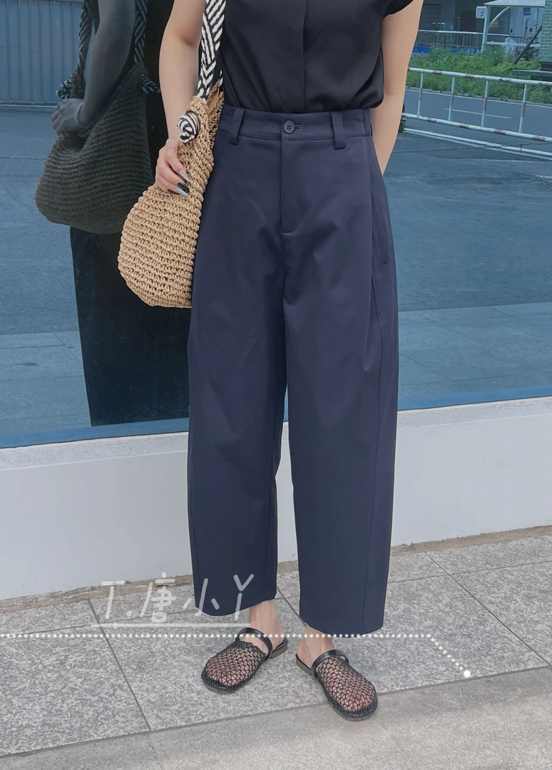 唐小丫|弯刀九分裤纯色长裤INS风阔腿裤百搭休闲裤936