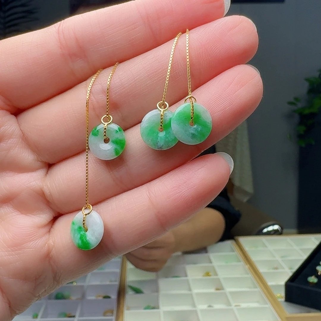 翡翠银S925镶嵌耳饰多样性发货其一