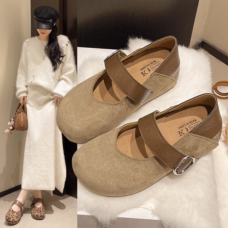 豹纹玛丽珍鞋女2025年秋季新款复古两穿内增高软底浅口单鞋乐福鞋