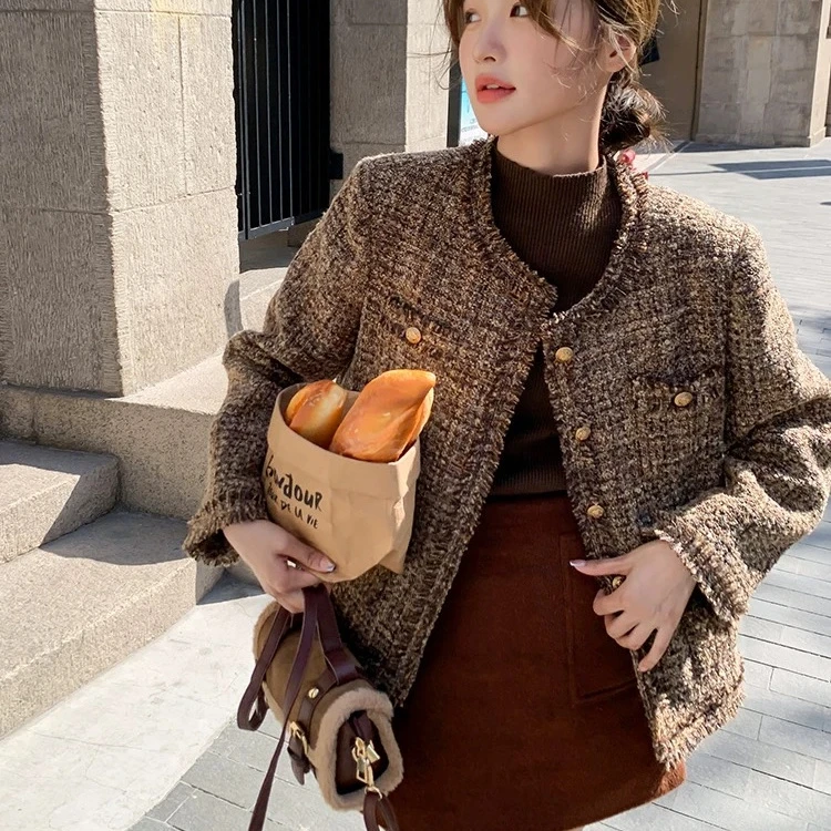 L11（CO家）2025春季新款法式高级感复古气质粗花呢小香风外套女