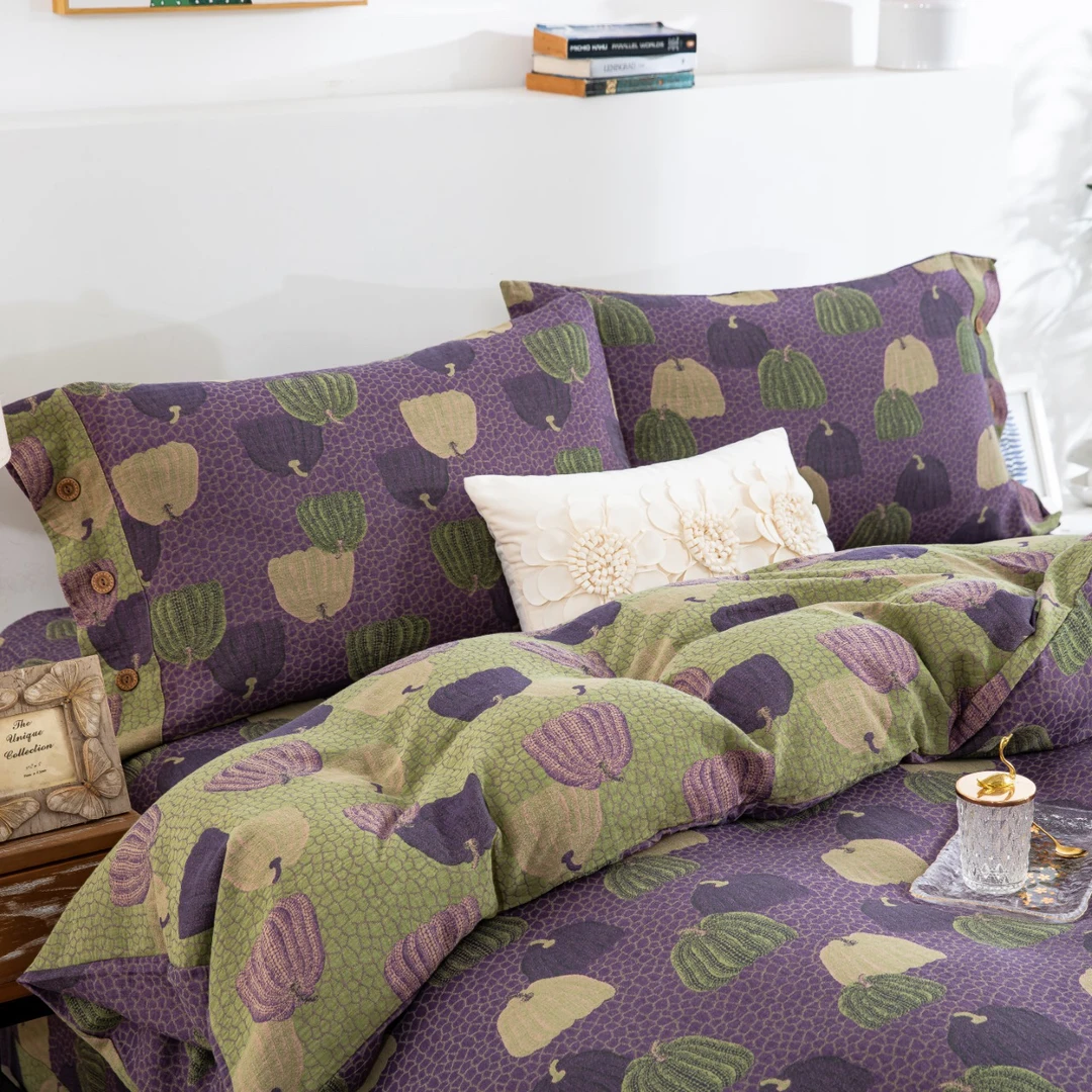 优质床品套件纯棉双层纱四件套奢棉工艺四件套欧式被罩复古双面