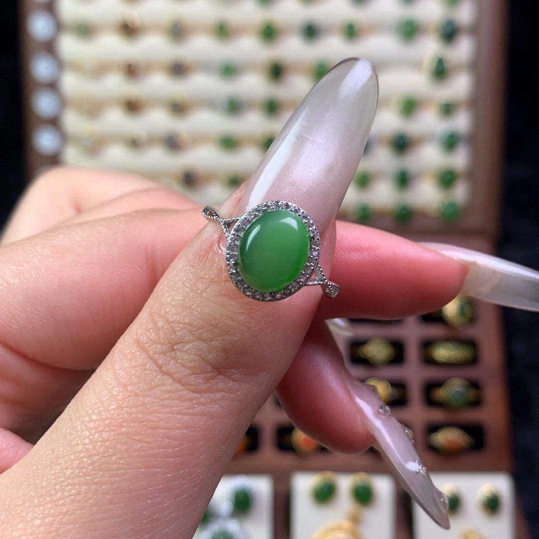 和田玉银S925镶嵌戒指