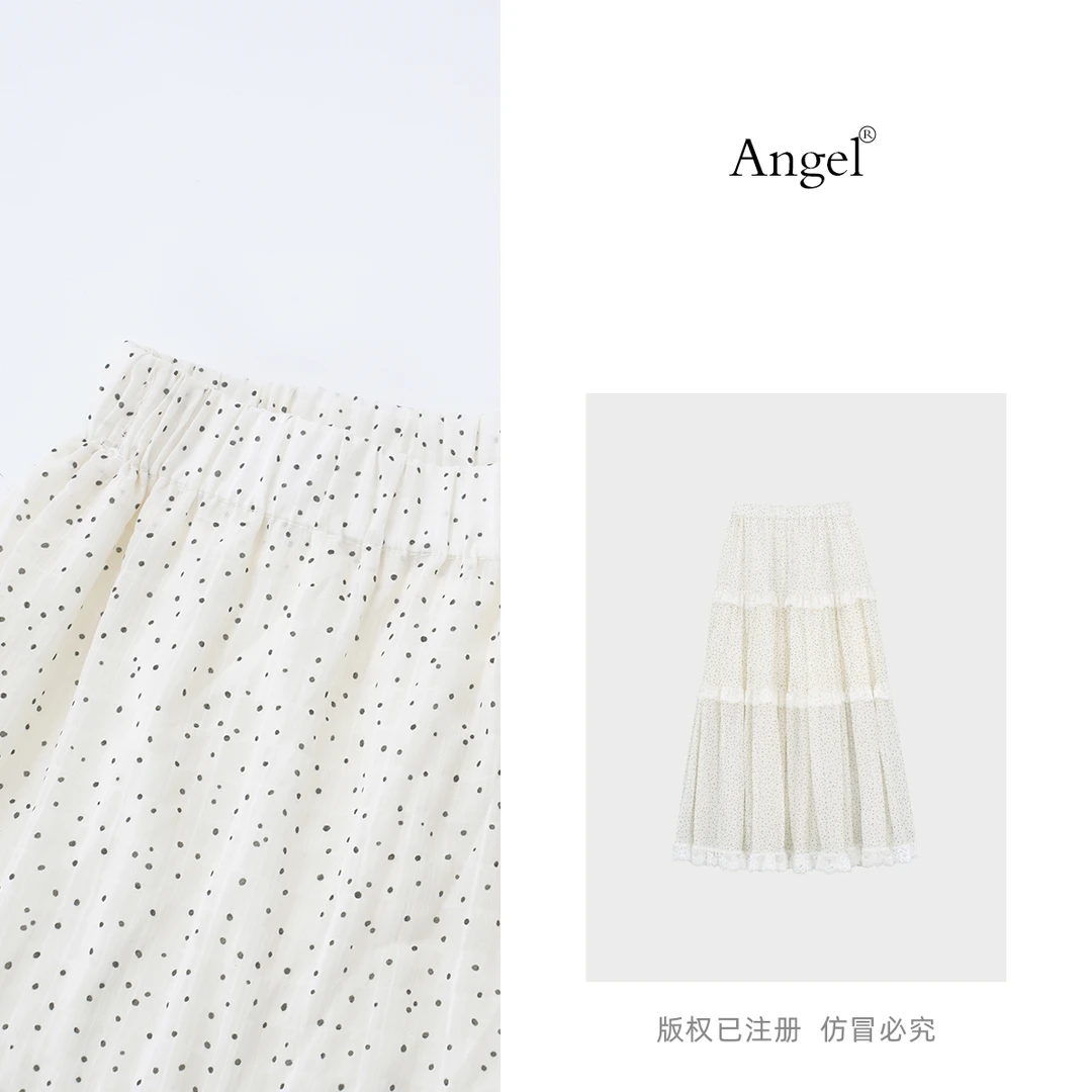 【BAMAY】2025春季新款蕾丝花边蛋糕波点半身裙BM252BQ028CP