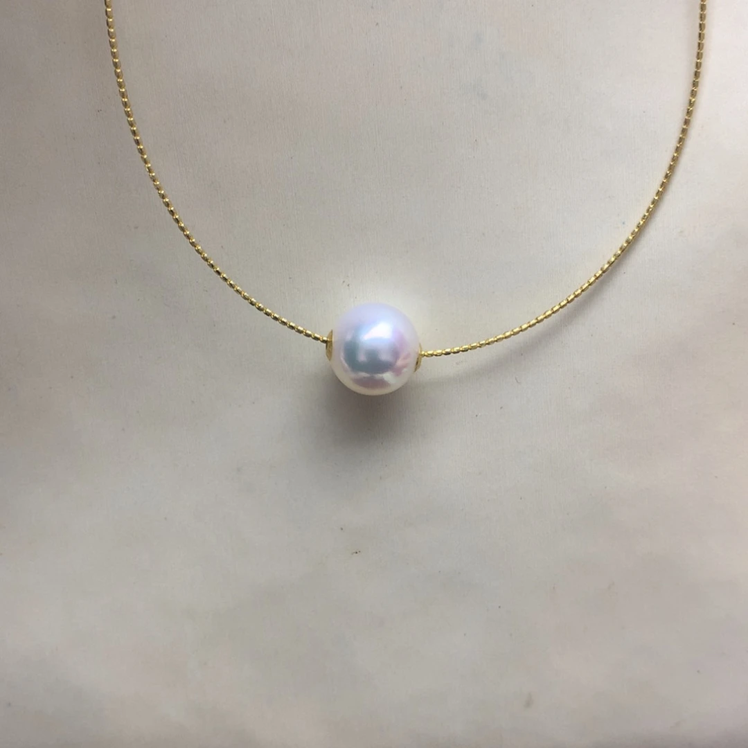 海水珍珠颈饰18K金镶嵌10-11澳白路路通