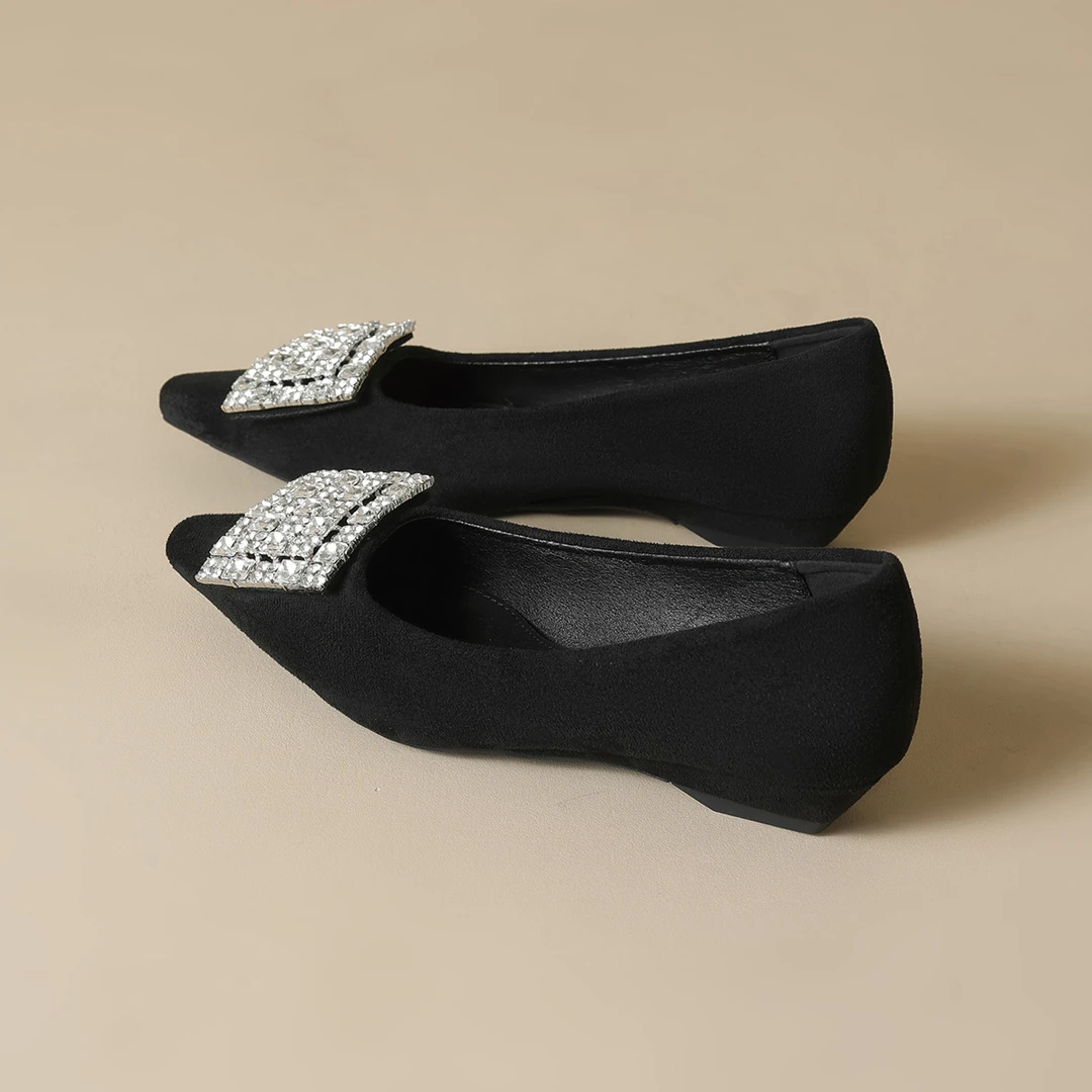 2025法式气质尖头单鞋女浅口2025新款春季温柔仙女风水钻鞋子女