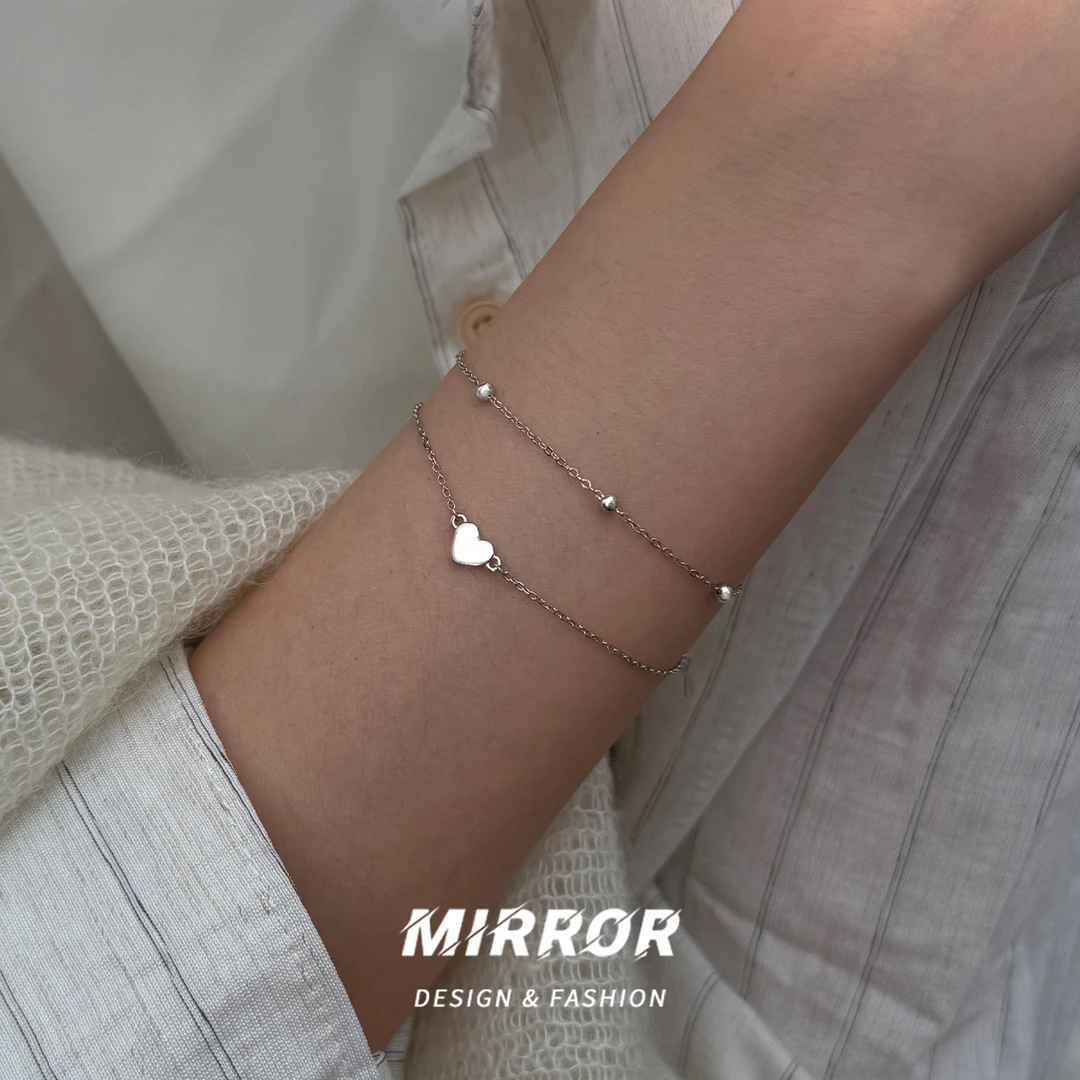 小麋人 925银手链 CS4537「心迹」双层爱心手链女手环手饰小众高级
