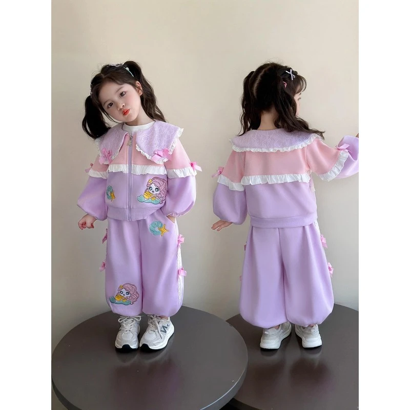 新疆西藏包邮女童套装春秋网红时髦美人鱼女孩炸街衣服2025新款秋