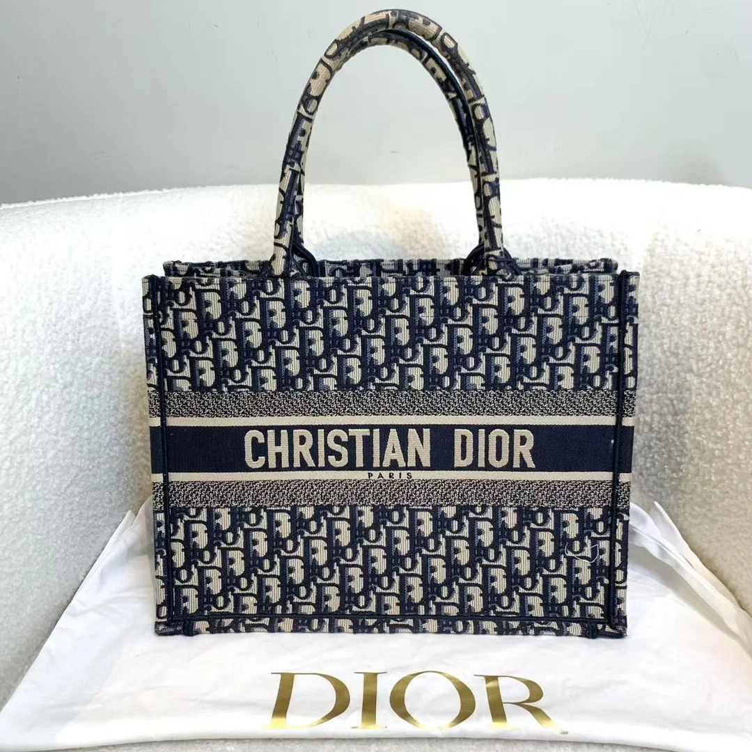 99新 DIOR/迪奥 壹臻拆单2/中号老花刺绣tote包/73171096