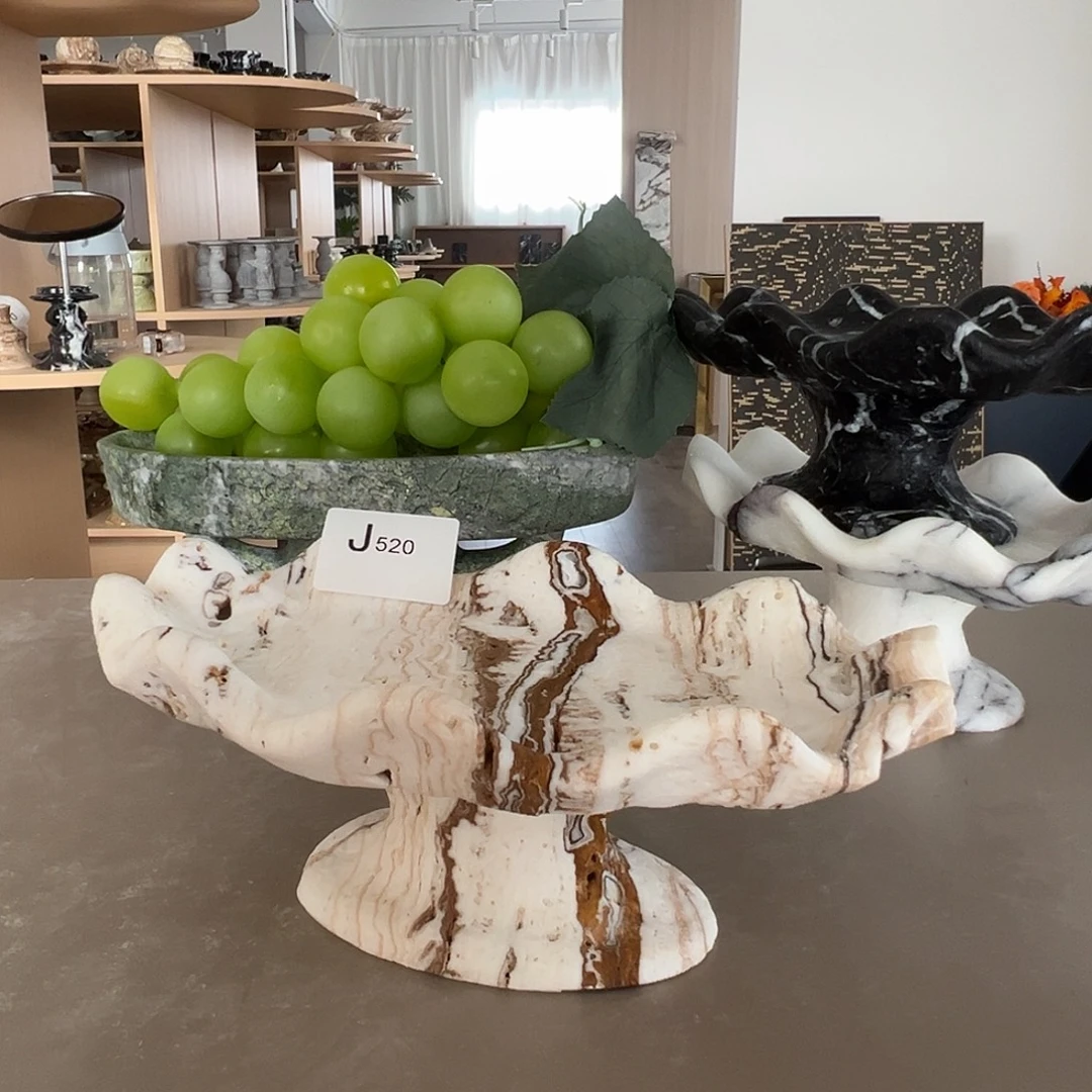 石材J520提拉米苏波浪高脚果盘