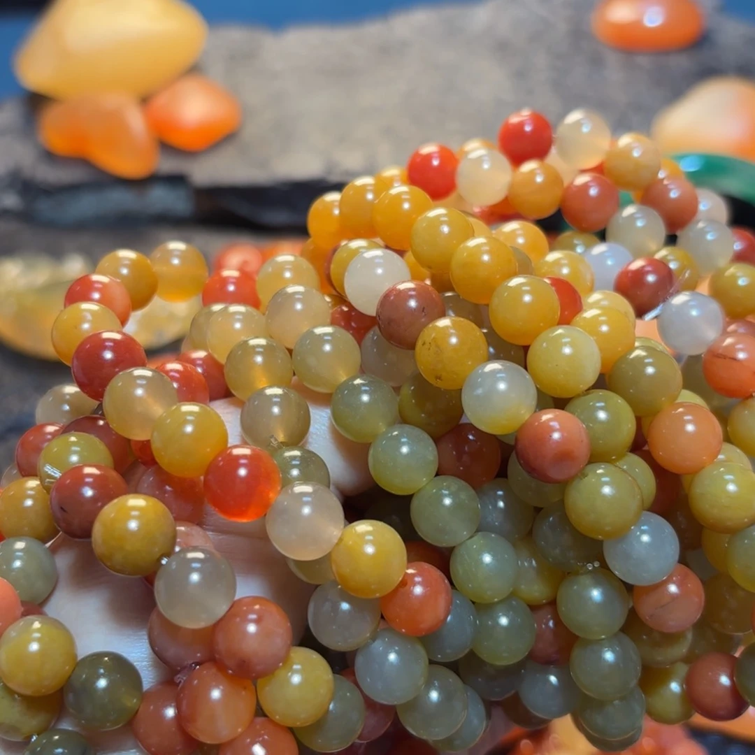 胖***活石英岩玉手串未镶嵌