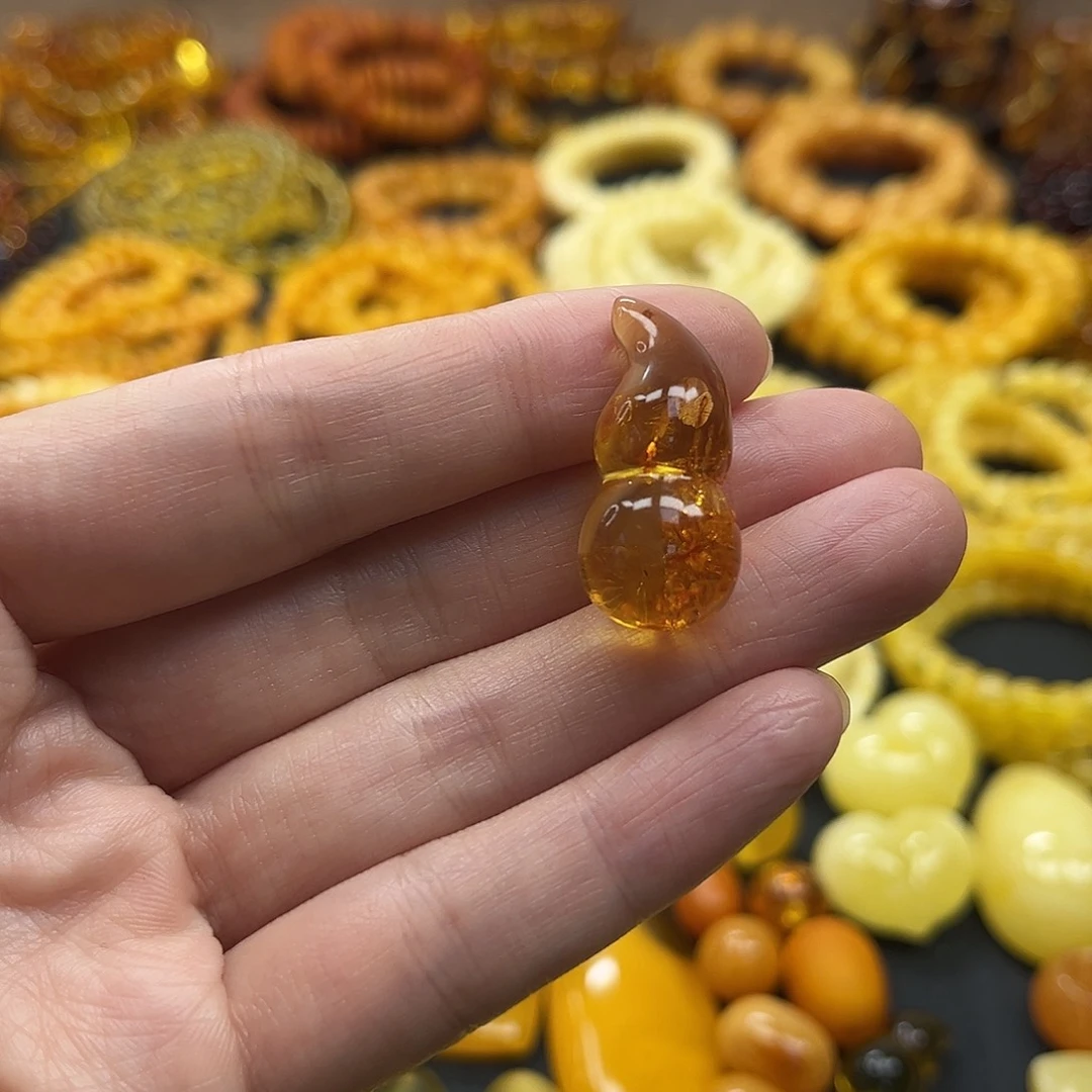 琥珀未镶嵌吊坠(不含链)花珀葫芦挂坠