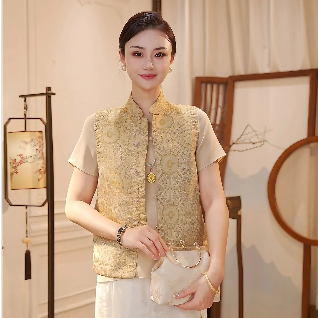 丝年.兰心｜新中式国风时尚百搭高端暗纹提花两面穿上衣马甲-5198