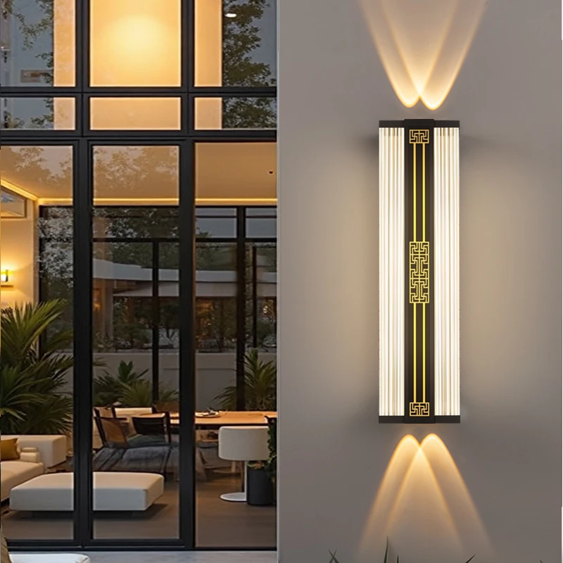 户外庭院背景墙现代简约上下射灯壁灯新中式轻奢防水别墅室外外墙