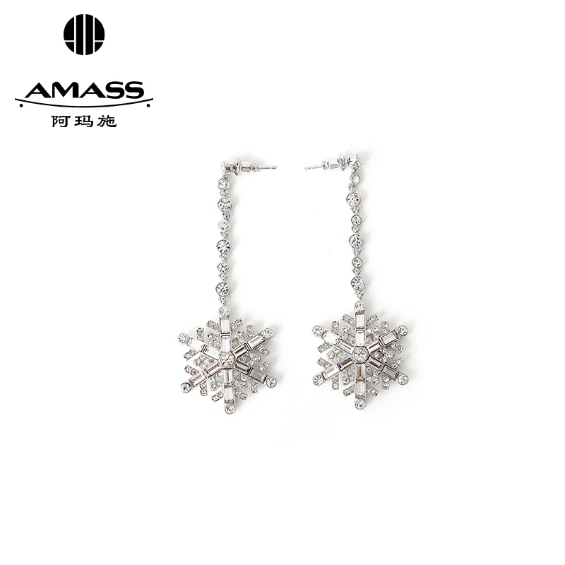 AMASS/阿玛施 铜合金仿水晶耳饰 简约设计款轻奢雪花耳坠590061