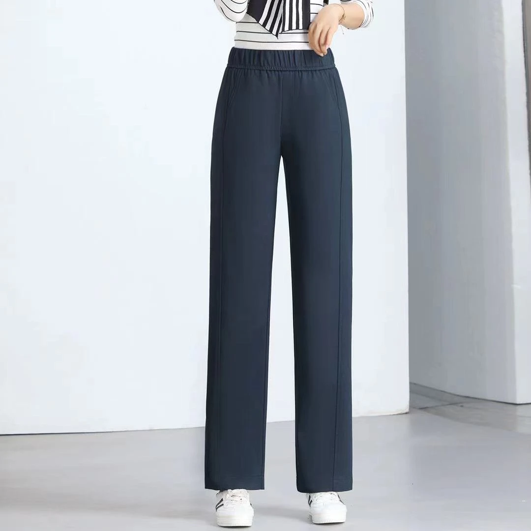 2025女士直筒裤秋季新款松紧腰显瘦休闲宽松百搭