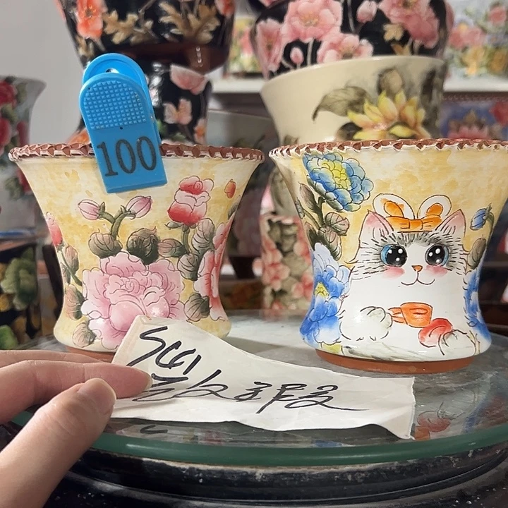 景德镇幸运花盆手绘韩式花盆