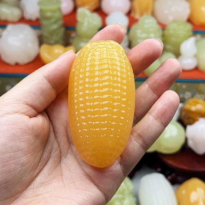 石材玉米手把摆件