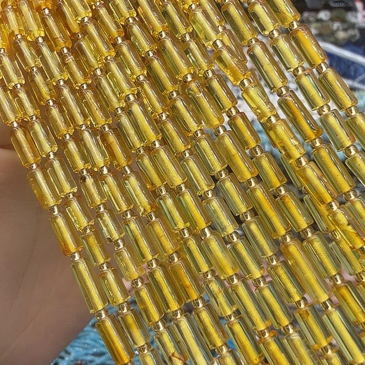 未镶嵌珠宝半成品水晶3×7金迫细管一条