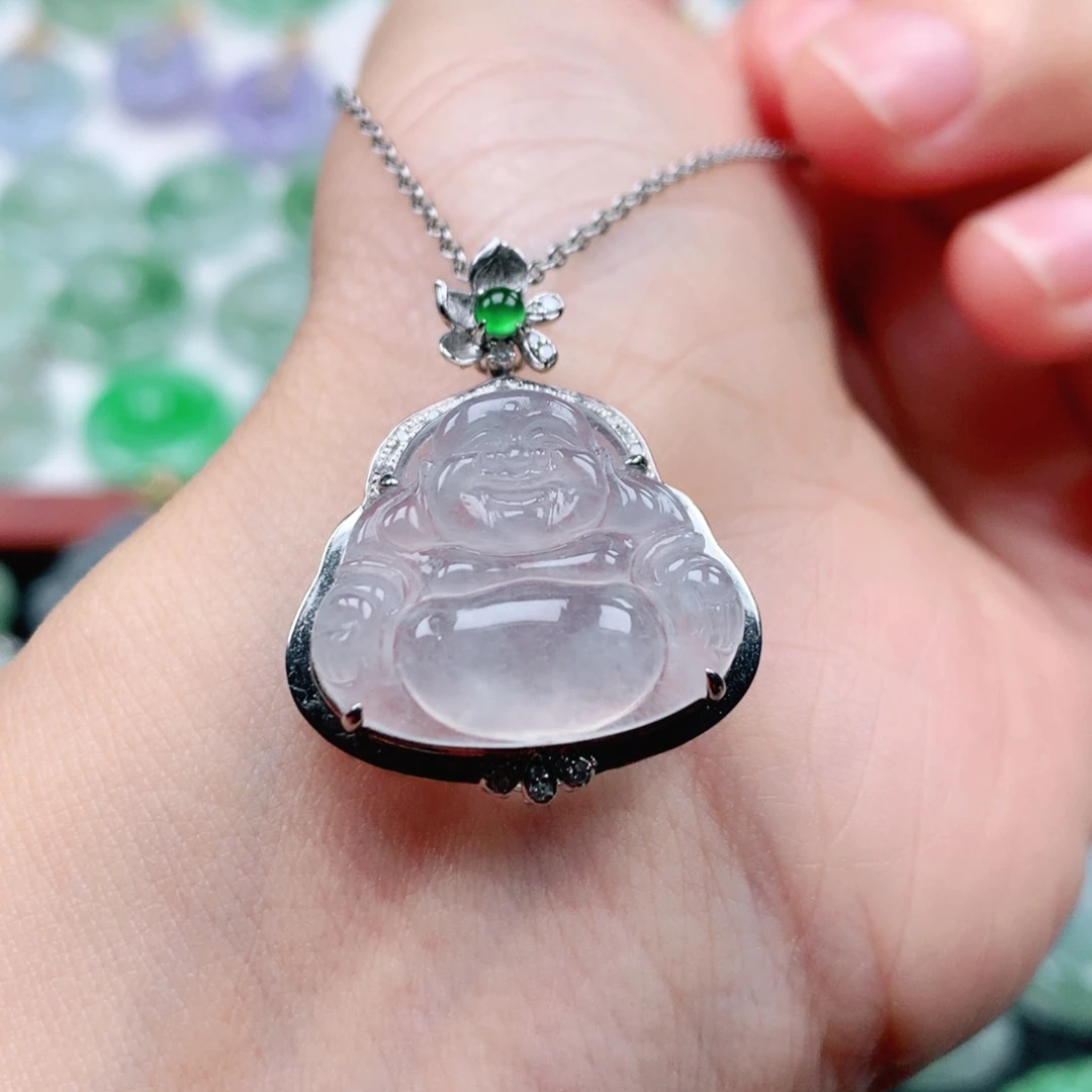 翡翠吊坠(不含链)18K金镶嵌