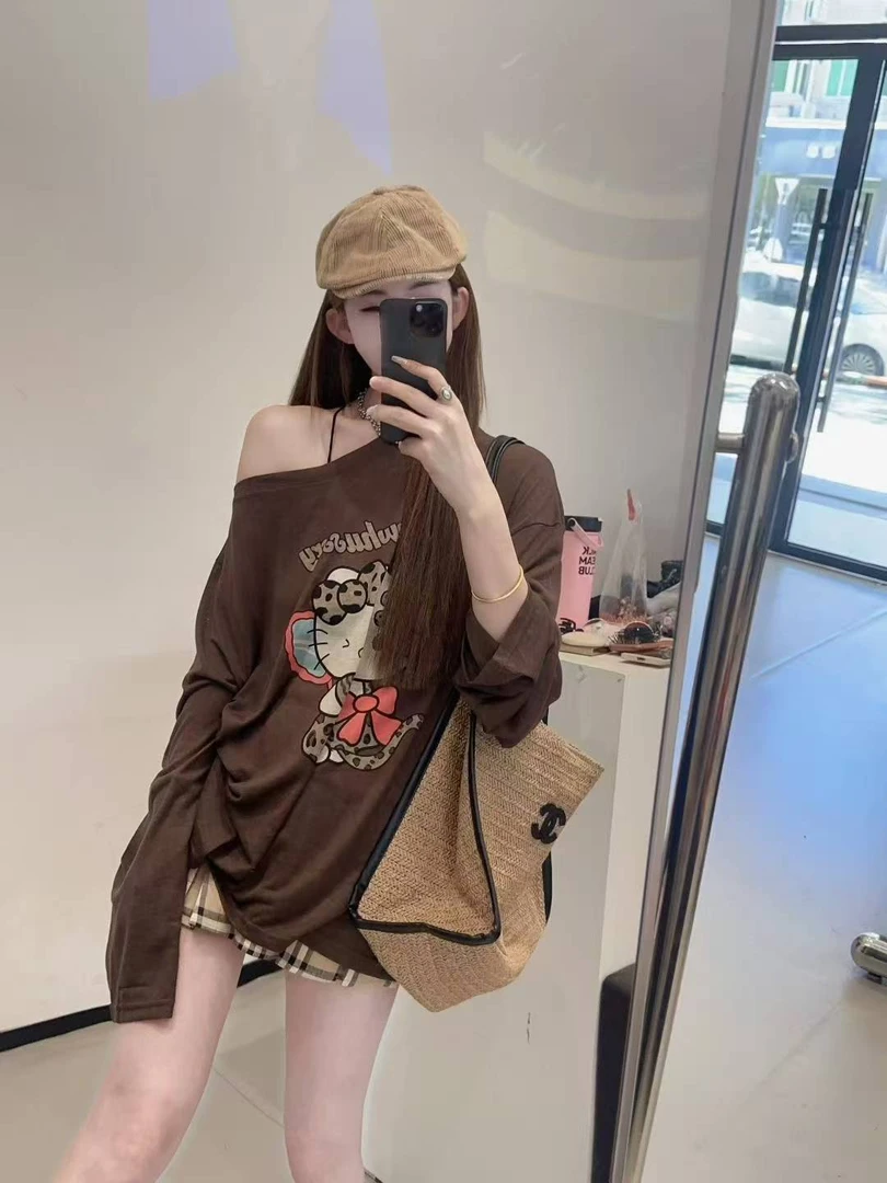 防晒卡通韩系长袖印花休闲T恤卡通动漫T恤8725