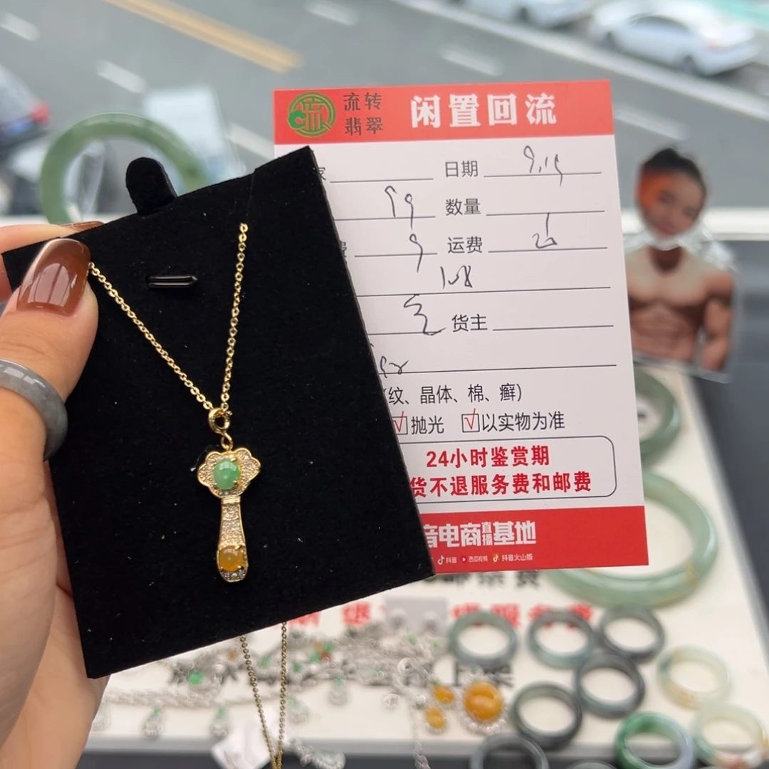 颈饰银S925镶嵌翡翠凉*月